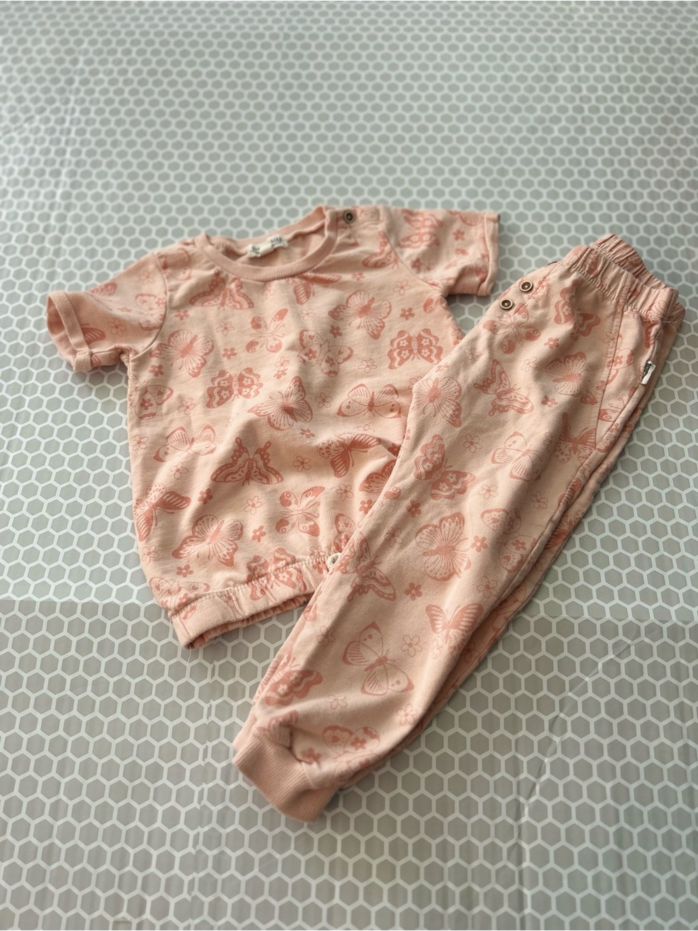 Rabbit & Bear Girls Peach Butterfly Two-Piece Set Size 4T